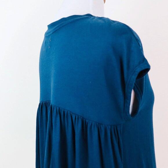 Lou & Grey Size XS Cotton Jersey Knit Tee Cap Sleeve Crew Neck Blue - Picture 5 of 9